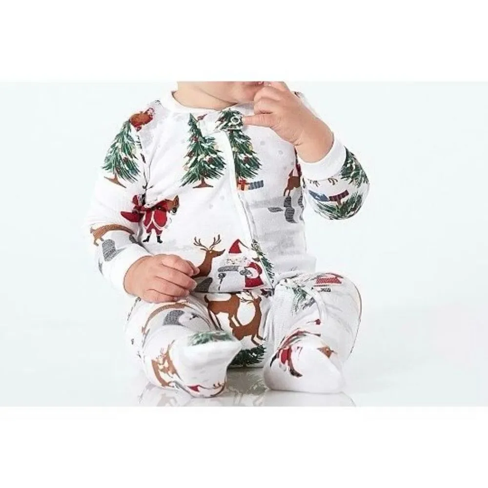 Pottery Barn Kids & Hatley Kids Bundle Christmas Santa Nursery Sleepwear Footsie